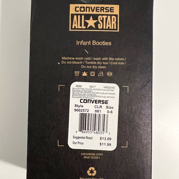 NEW CONVERSE All Star 2 Pack Red White Gray Infant Sock Booties 0-6 Months - Picture 2 of 4